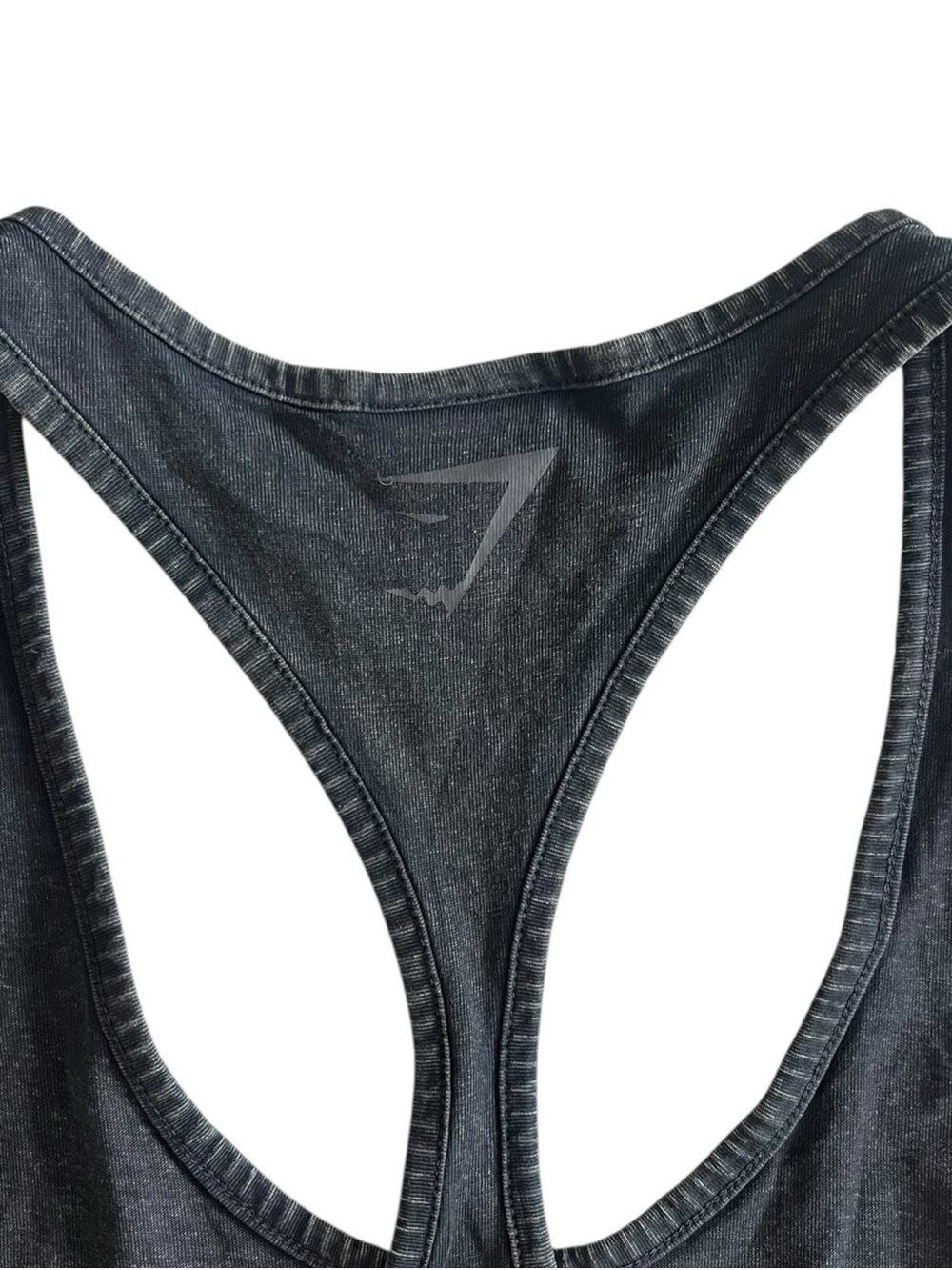 Gymshark Tank Top Mens Medium Power Stringer Workout Acid Wash Black Sleeveless - Picture 4 of 8